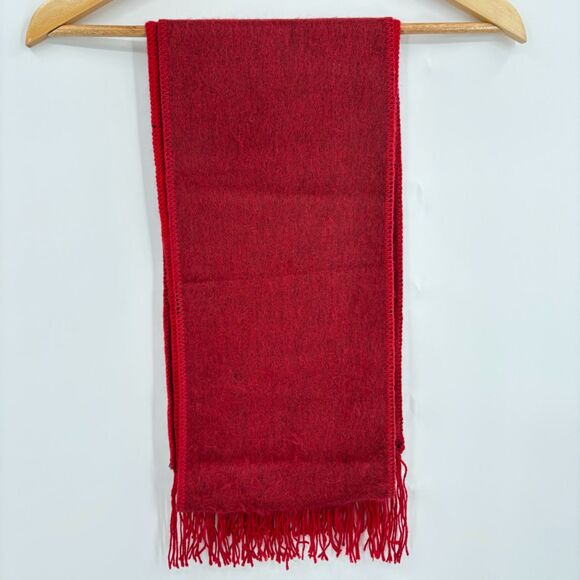 Huallpatex Baby Alpaca Red Scarf with Fringe, Soft Cozy Warm Gift - Picture 2 of 6
